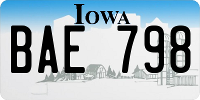 IA license plate BAE798