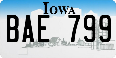 IA license plate BAE799