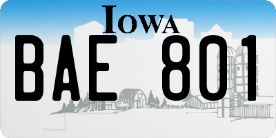 IA license plate BAE801