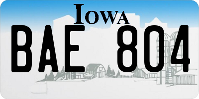 IA license plate BAE804