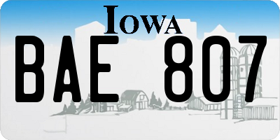 IA license plate BAE807