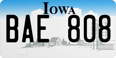 IA license plate BAE808