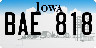 IA license plate BAE818