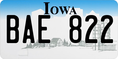 IA license plate BAE822
