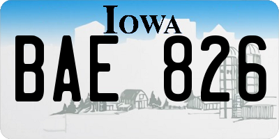 IA license plate BAE826