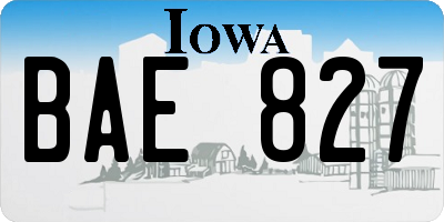 IA license plate BAE827