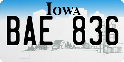 IA license plate BAE836