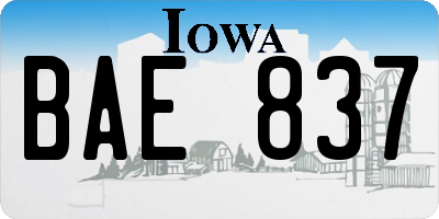 IA license plate BAE837