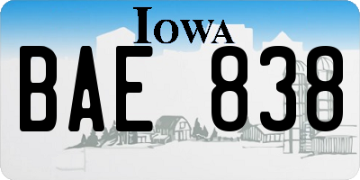 IA license plate BAE838