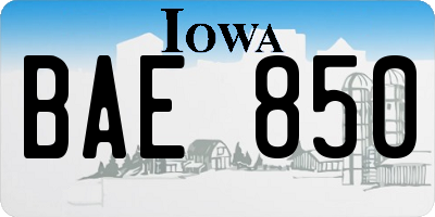 IA license plate BAE850