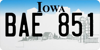 IA license plate BAE851