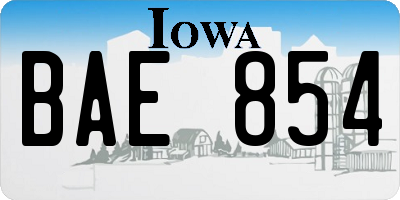 IA license plate BAE854