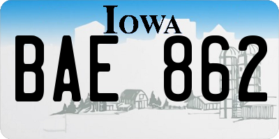 IA license plate BAE862