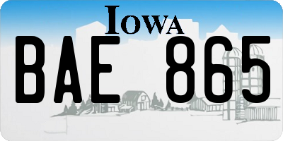 IA license plate BAE865
