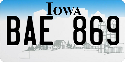 IA license plate BAE869