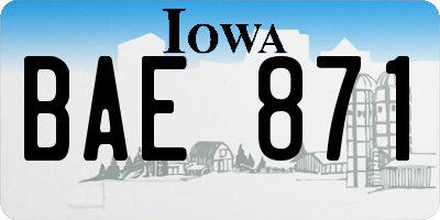 IA license plate BAE871