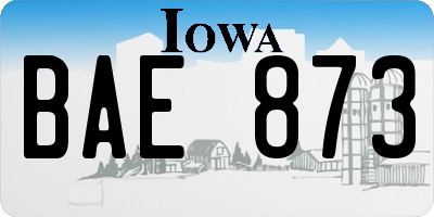 IA license plate BAE873