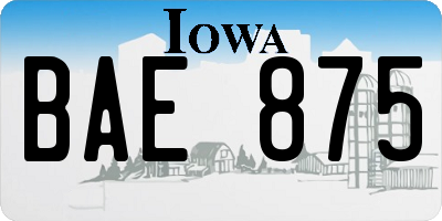 IA license plate BAE875