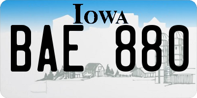 IA license plate BAE880