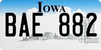 IA license plate BAE882