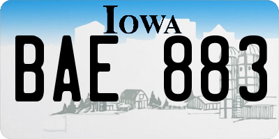 IA license plate BAE883