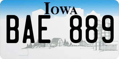 IA license plate BAE889