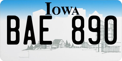 IA license plate BAE890