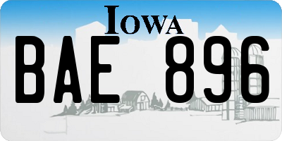 IA license plate BAE896