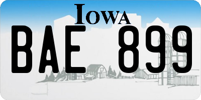 IA license plate BAE899