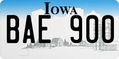 IA license plate BAE900