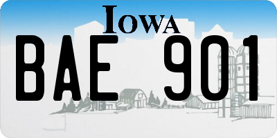 IA license plate BAE901