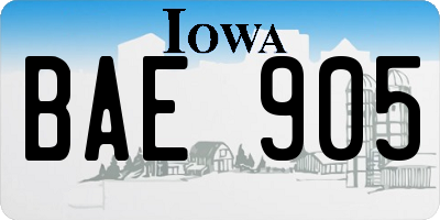 IA license plate BAE905