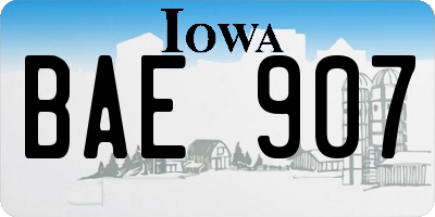 IA license plate BAE907
