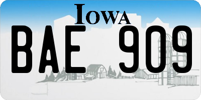 IA license plate BAE909