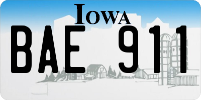 IA license plate BAE911