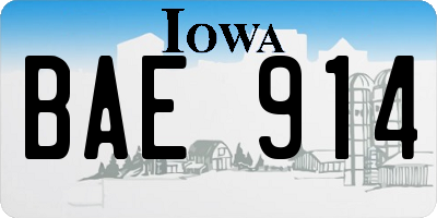 IA license plate BAE914