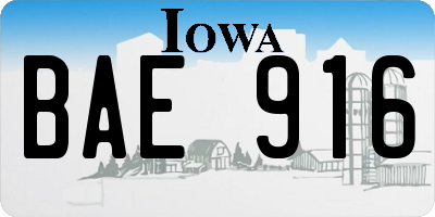 IA license plate BAE916