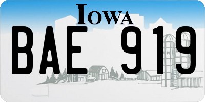 IA license plate BAE919