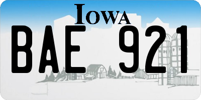 IA license plate BAE921