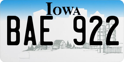IA license plate BAE922
