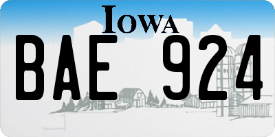 IA license plate BAE924