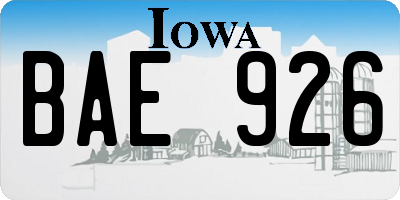 IA license plate BAE926