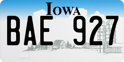 IA license plate BAE927