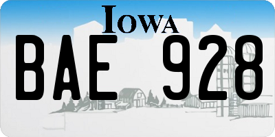 IA license plate BAE928