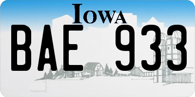 IA license plate BAE933
