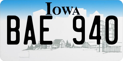 IA license plate BAE940