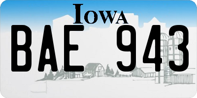 IA license plate BAE943