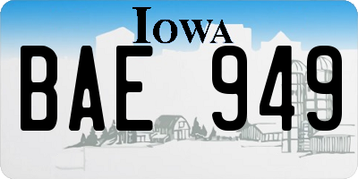 IA license plate BAE949