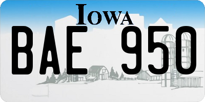 IA license plate BAE950