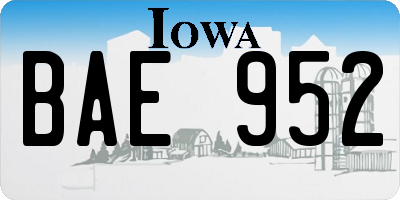 IA license plate BAE952